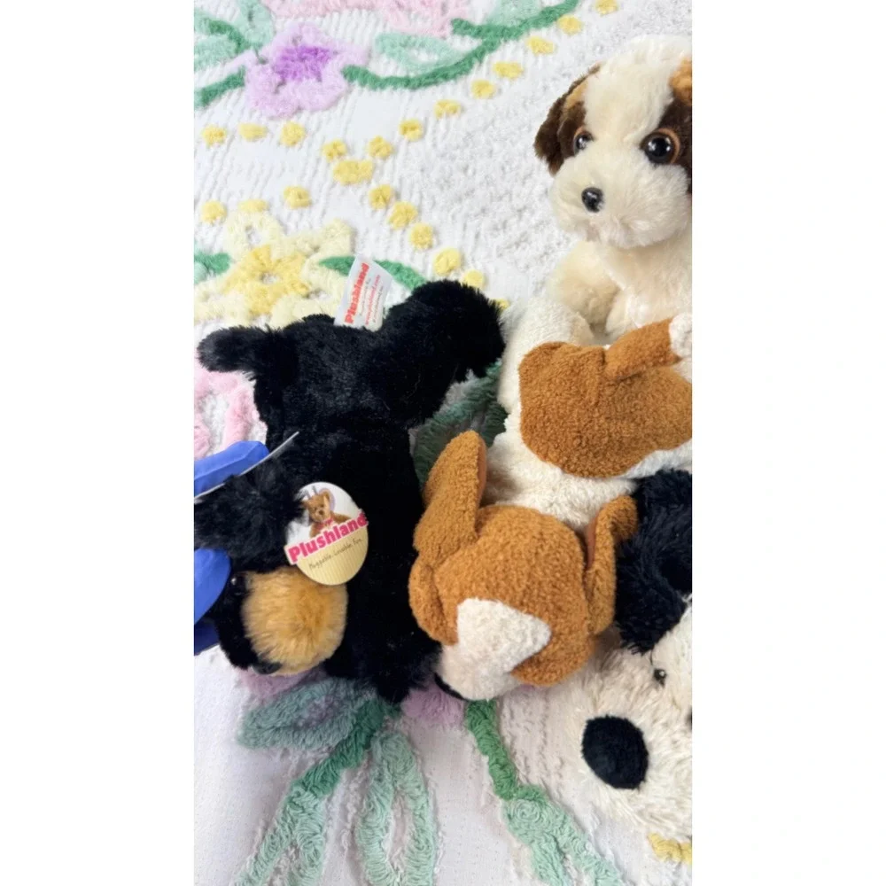 Plushland March of Dimes Puppy Dog Bean Bag Plush Set of 4 Black Brown White